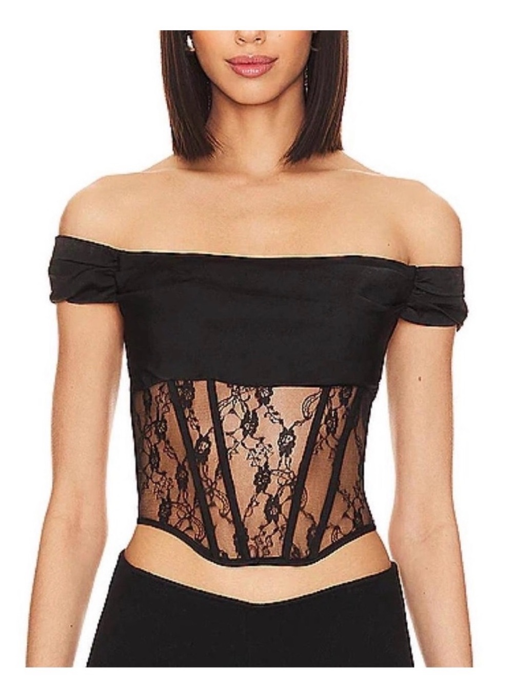 Superdown Black Lace Corset Top retrofete revolve Anthropologie